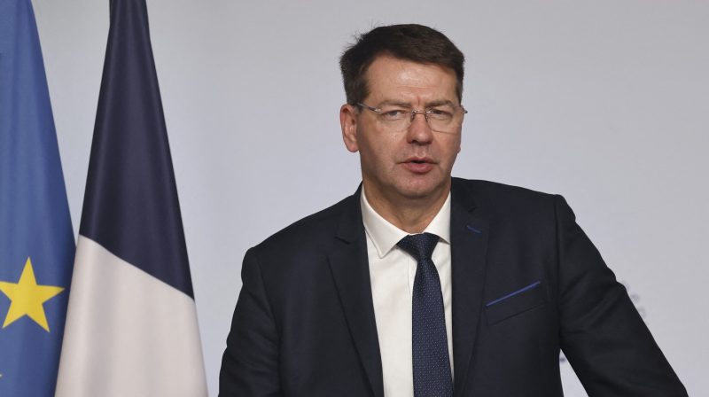 French Junior Minister for Housing Patrice Vergriete holds a press conference after a cabinet meeting at the presidential Elysee Palace in Paris, on December 12, 2023. (Photo by Ludovic MARIN / AFP)